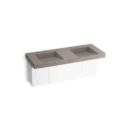 Kohler Constellation 60In Wall-Mount Basin Lavatory System In Ash Concrete 81030-BPW-KCE